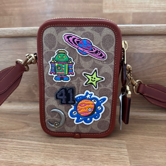 Coach Cosmic Coach Rogue Crossbody 12 In Signature Canvas With Patches CD681 - Picture 1 of 8